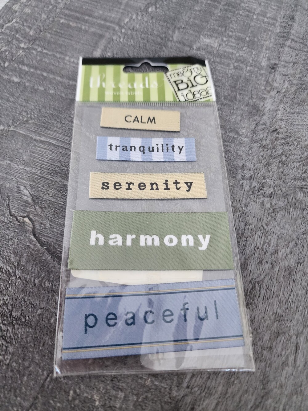 MAMBI Soft Spoken Tag Embellishments Inspirational Words Calm RETIRED New #28
